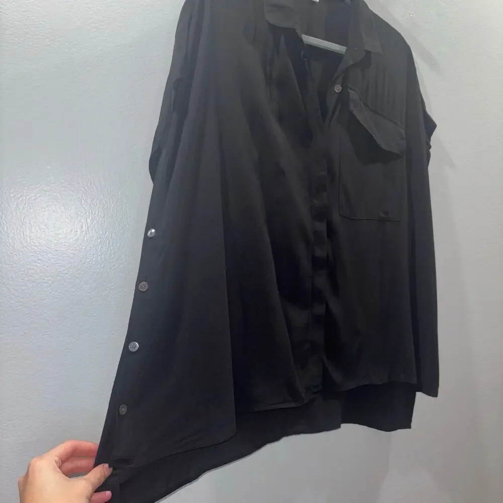 Derek Lam 10 Crosby Black Silk Blend Button Front and Side Shirt – Size 4 - Picture 7 of 11